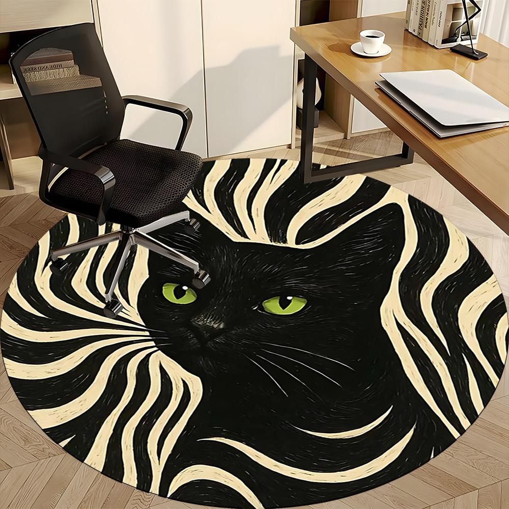 1 шт. Круглый ковер с рисунком зебры и кота для офиса, Коврик подходит для офиса, Под офисные стулья, Спальни, Гостиной, Домашнего декора, Декора комнаты