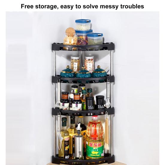 1 Set Kitchen Storage Shelf Stainless Steel Kitchen Corner Storage Organizer Detachable Shelf Home Supply