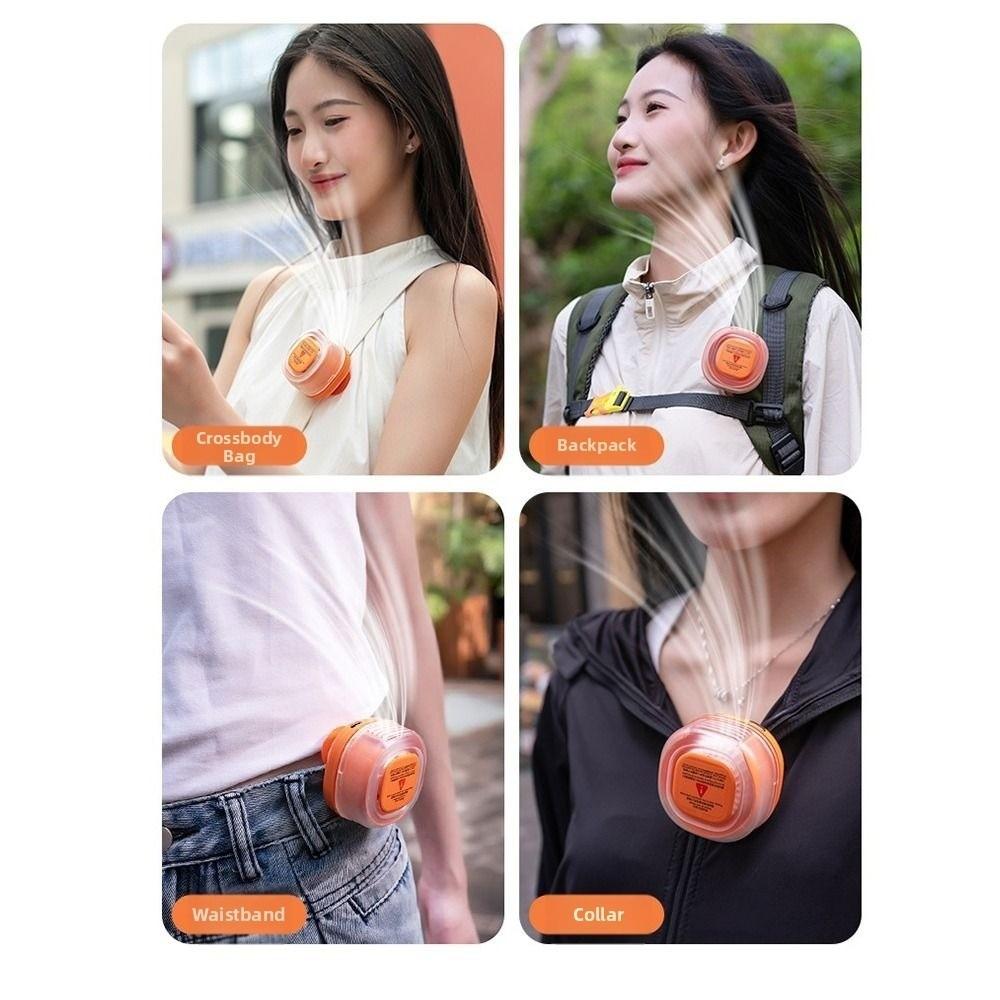 360° Rotatable Bladeless Neck Fan 3 Speeds Hanging Waist Fan Small Clip-On Waist Fan Travel Use