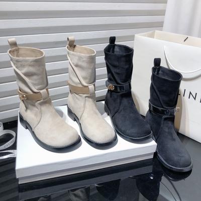 [Фанфна] Французская пряжка ремня Мартин ботинки женские замшевые модные ботинки высокое чувство роста и стройности модные короткие ботинки