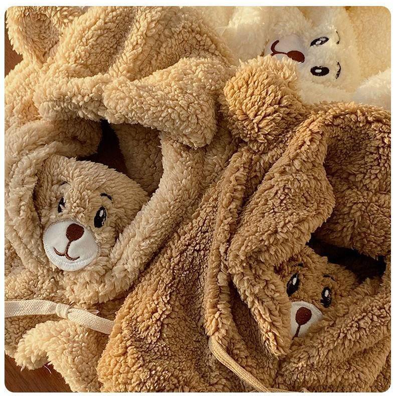 Новое поступление: Милый маленький медвежонок с капюшоном-снудом, шарфом и перчатками для женщин - Идеально для осени и зимы