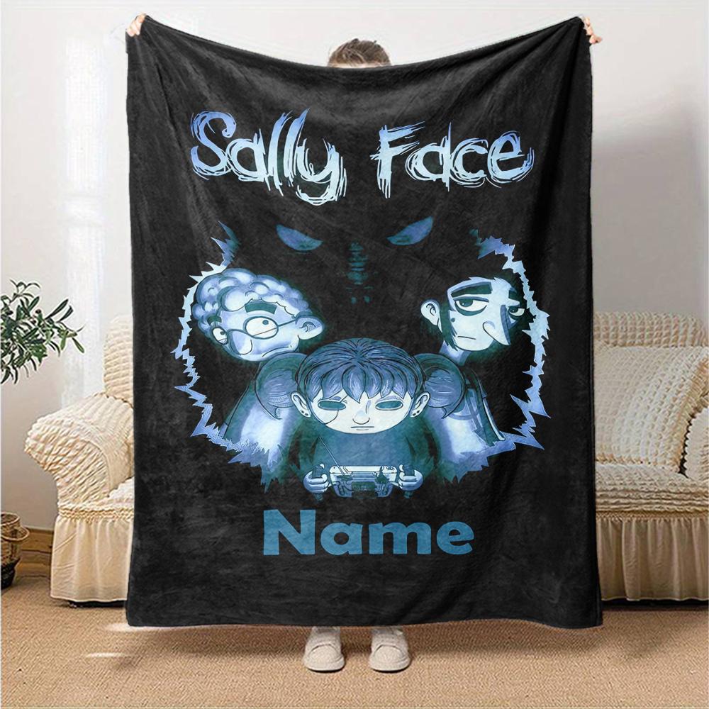 Custom Name Sally Face Theme Printed Blanket - Perfect for Couch, Bed, Travel & Outdoor Use | Machine Washable, Cozy & Durable.