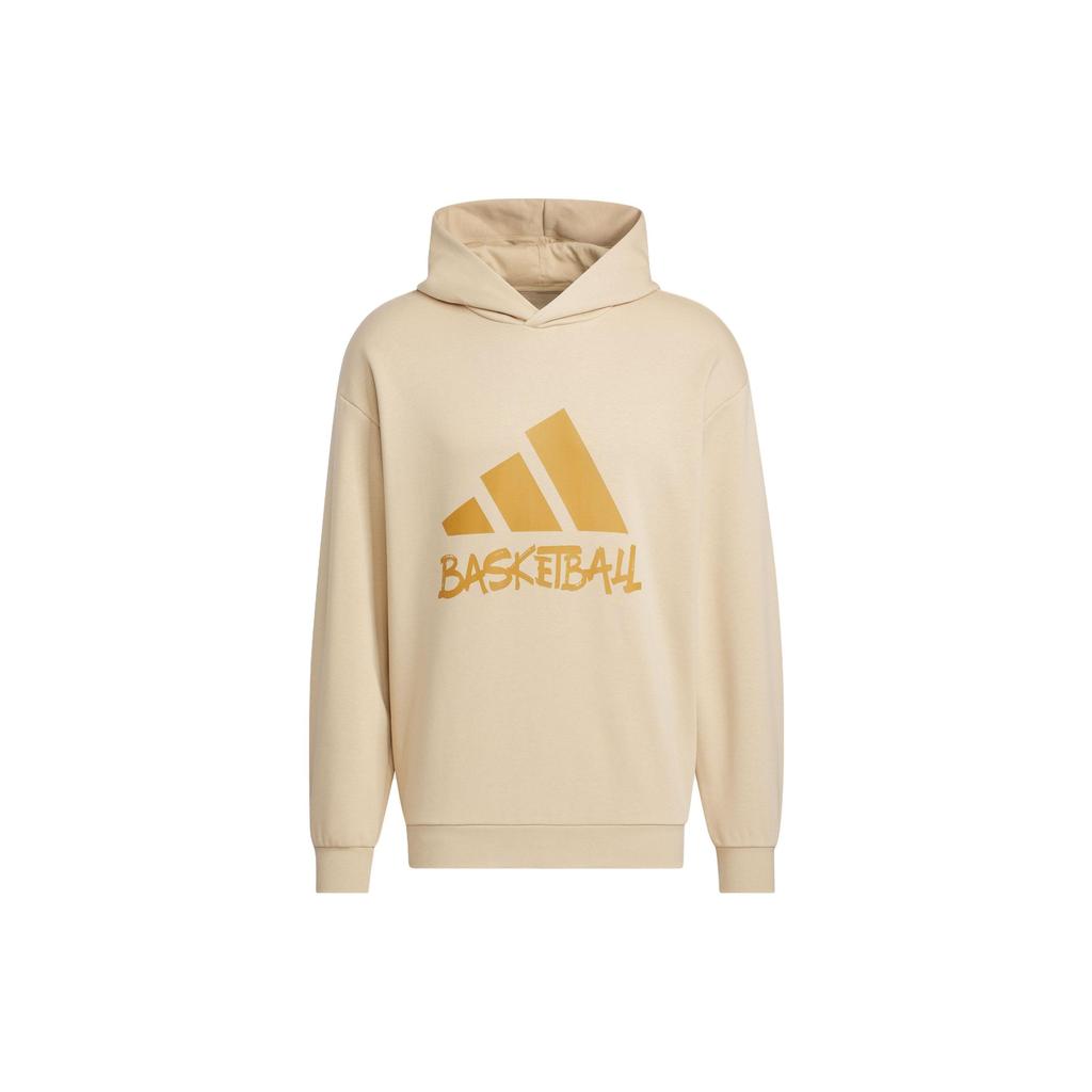 Adidas Letter Print Basketball Hoodie Men Hoodies Light-Brown IX4913