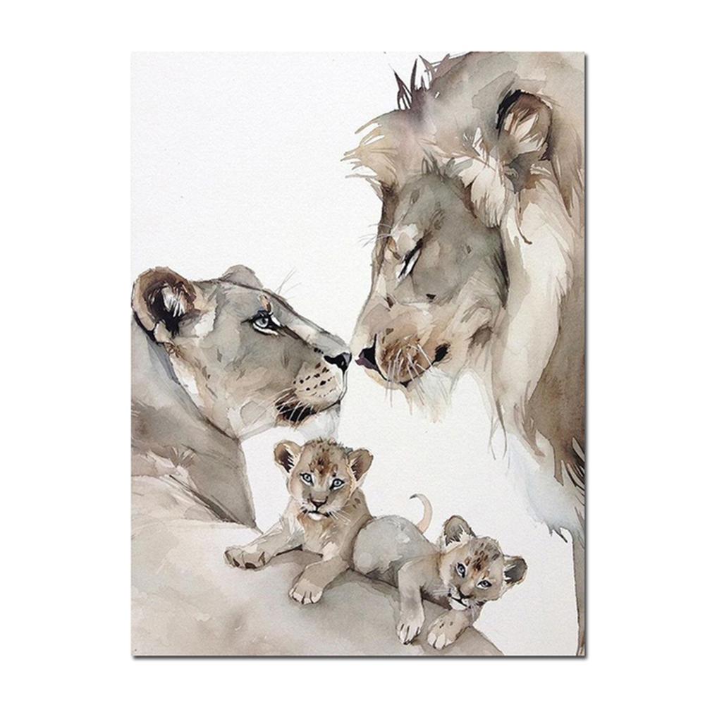 Африканский лев, семейный эскиз, настенные художественные постеры и принты, холст, картины с животными на стене, изображения льва, домашний декор