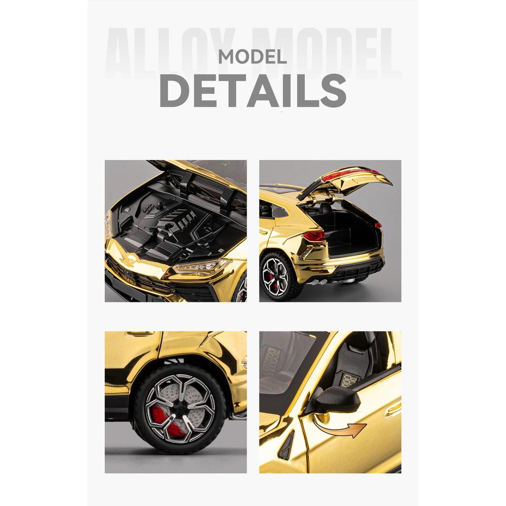 1/24 Lamborghini URUS внедорожник сплав гальваническое покрытие модель спортивного автомобиля литой металл гоночные автомобили модель автомобиля симуляция звук свет детская игрушка подарок