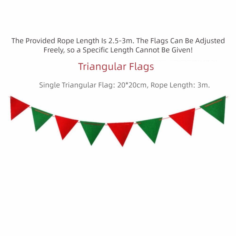 Felt Christmas Banner Elk Design Red Green Xmas Pull Flag Hanging Ornament Santa Design Party Banner Outdoor Decor