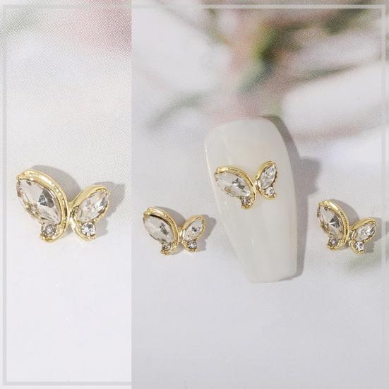 10Pcs Manicure Decor Three-dimensional Shining Stunning Visual Effect DIY Alloy Butterfly Heart Water Drop Garland Nail Charm Nail Salon Supply