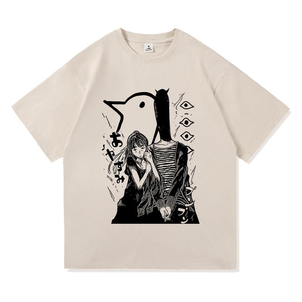 Футболка Goodnight Punpun Модная Мужская Ретро Oyasumi Punpun Aiko Tanaka Футболка Унисекс Аниме Манга Винтажная Дышащая Одежда
