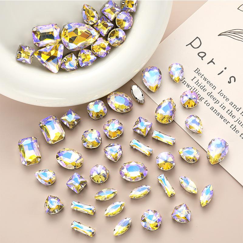 Поставка Стеклянная дрель-коготь, сшитая вручную, пряжка из алмазного кристалла, своими руками, свадебная одежда, аксессуары для волос, пряжка для обуви, аксессуары, смешанные 50 шт.