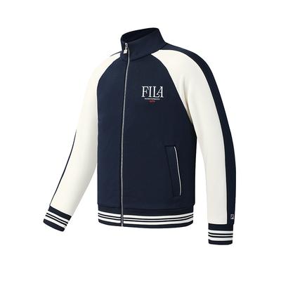 Fila Теннис Классический Ретро Спорт Повседневный Тенденция Теннис Удобный Универсальный Свободный Вязаный Жакет Мужской Жакет Синий A11M543510FBU