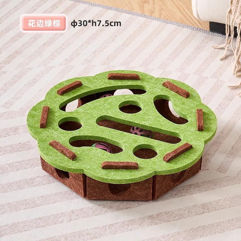 Cat Toys Ball Teasing Cat Box Self Fun Soothing Tool Bell Ball Wear Resistant Felt Spinning Wheel Ball Fun Hunting Toy Plate