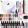 PHOENIXY Gel Nail Starter Kit 20 Colors Gel Nail Polish and 80W UV LED Lamp Nail Dryer Top Base Coat Nail Art Tool Set
