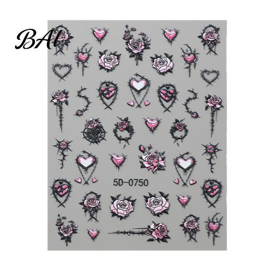 Halloween Nail Supplies 3D Embossed Stickers, Skeleton Hand Pumpkin Spider Bat Art Decals, Gothic Manicure Decoration Decals for Holiday Party
