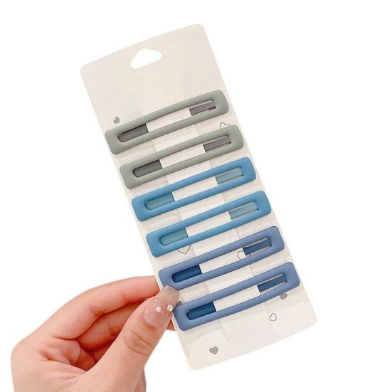 6Pcs Girl Hairpin Matte Color Rectangular Hair Clips Stable Non-Slip BB Clip Face Slimming Versatile Hair Styling