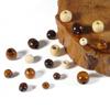 50pcs Big Hole Coffee Color Natural Round Wooden Loose Beads For DIY Jewelry Making Accessories