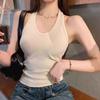 Women Tops Halter Sleeveless Backless Tank Tops Solid Color Slim Fit Base Shirt Party Vacation Date Wear