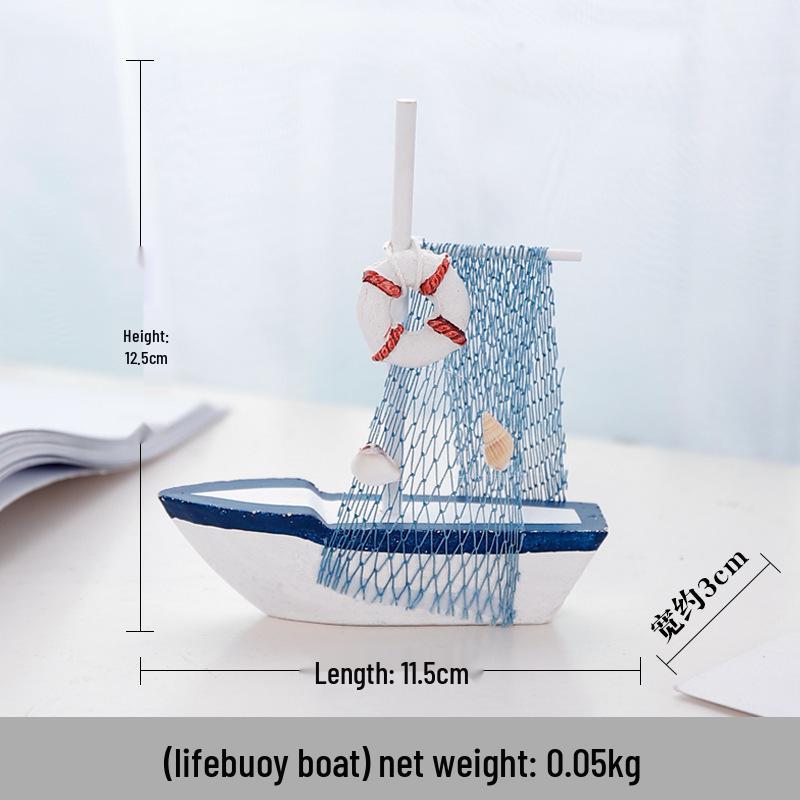 Solid Wood Sailboat Ornaments: Mediterranean Table Decorations & Creative Photography Props