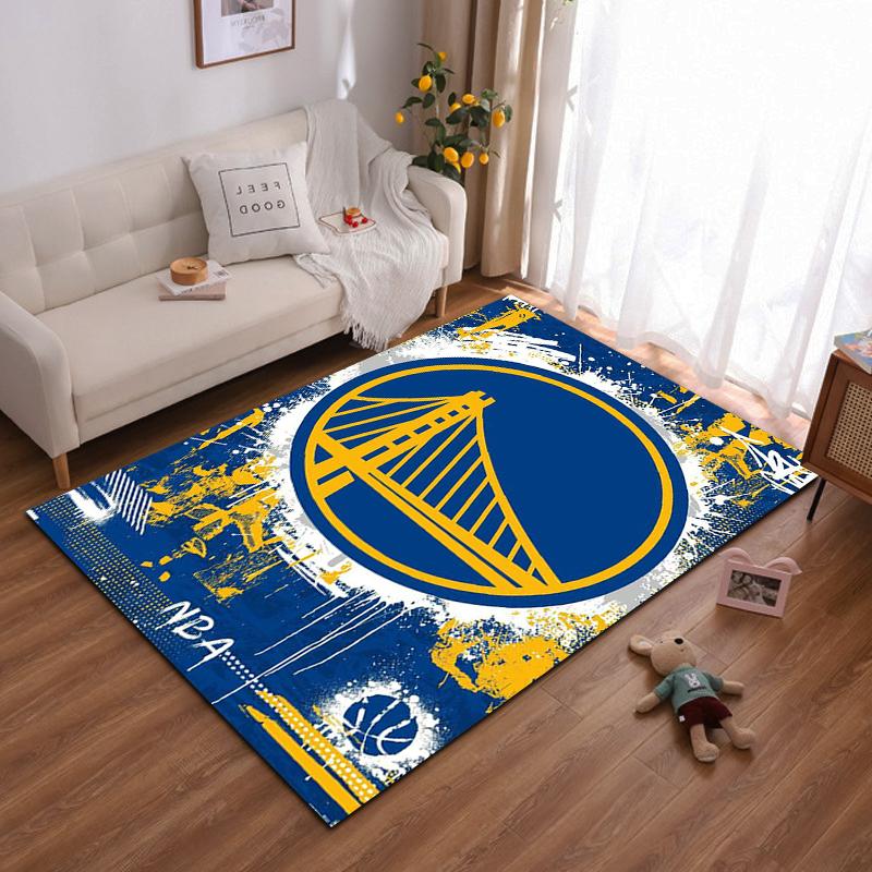 Golden bridge design with NBA theme. Non-slip rug suitable for living room and bedroom sofas.