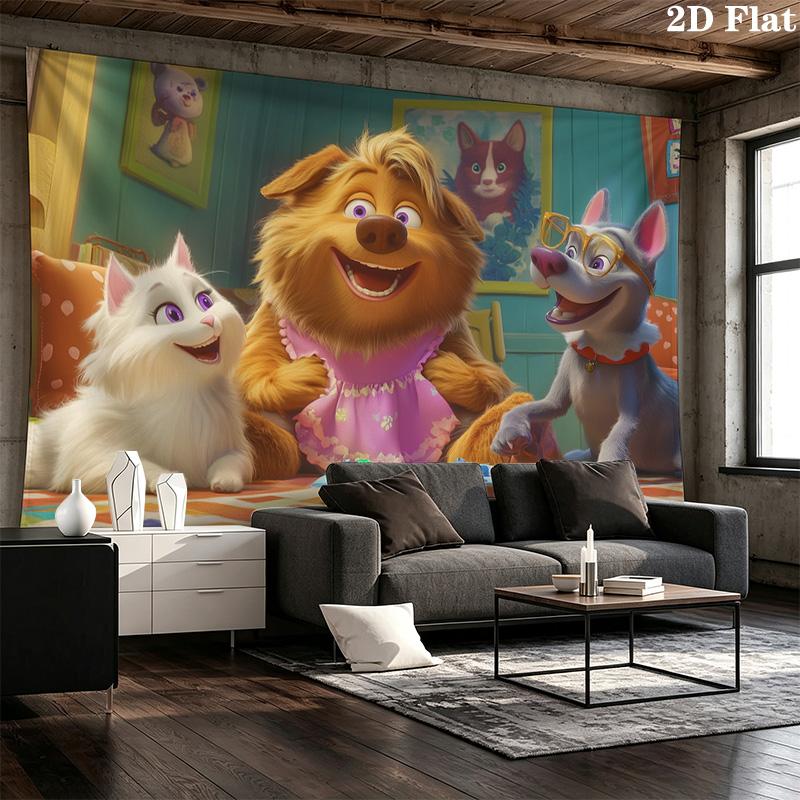 Cartoon cat and dog Pattern Home Decor Tapestry, Wall Hanging, Decorative RV Wall Cloth.MGT0918341