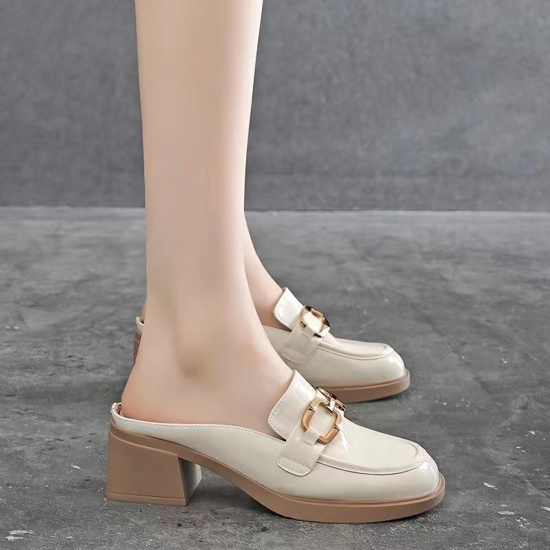 Модные летние полушлепанцы Aphixta 2025, 5 см квадратный каблук, шлепанцы, женские модные слайды с пряжкой, сандалии со змеиным принтом, крутая обувь