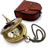 Compass with Leather Case and Chain - Push Open Compass - Steampunk Accessory - Antiquated Finish