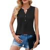 Летние модные женские топы на пуговицах с глубоким V-образным вырезом без рукавов однотонные свободные жилетки в стиле бохо