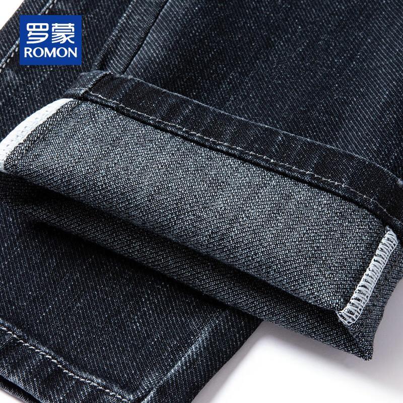 ROMON Мужские плотные осенне-зимние эластичные джинсы прямого кроя