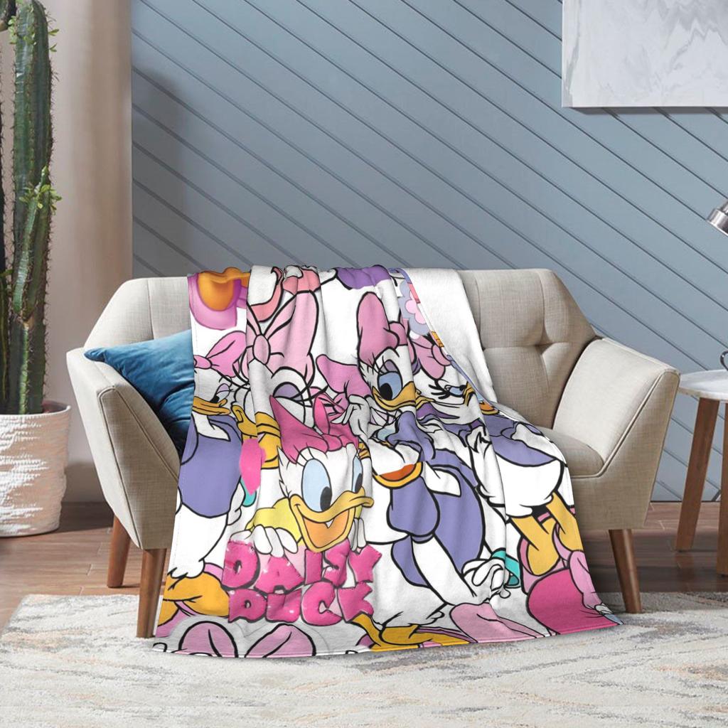 Funny Cute Daisy Duck Blanket Multiple Sizes Warm Cozy Fluffy Throw Blankets for Sofa Couch and Bed