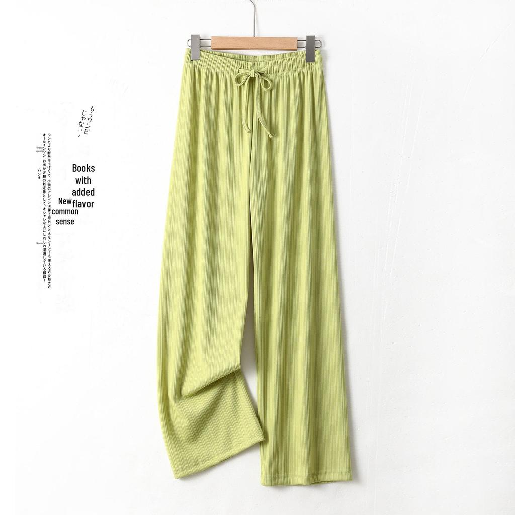 Women's Spring/Summer Ice Silk Wide-Leg Pants: High Waist, Slim Fit, Anti-Mosquito, Cool & Stylish
