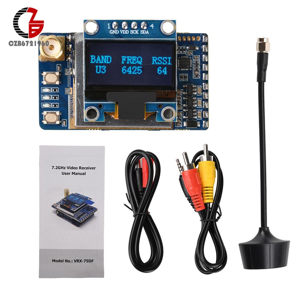 VRX-75DF 6.1-7.2 GHz Video Receiver VRX 7.2 GHz 64-Channel FPV Analog Image Transmission Receivers for FPV Drones