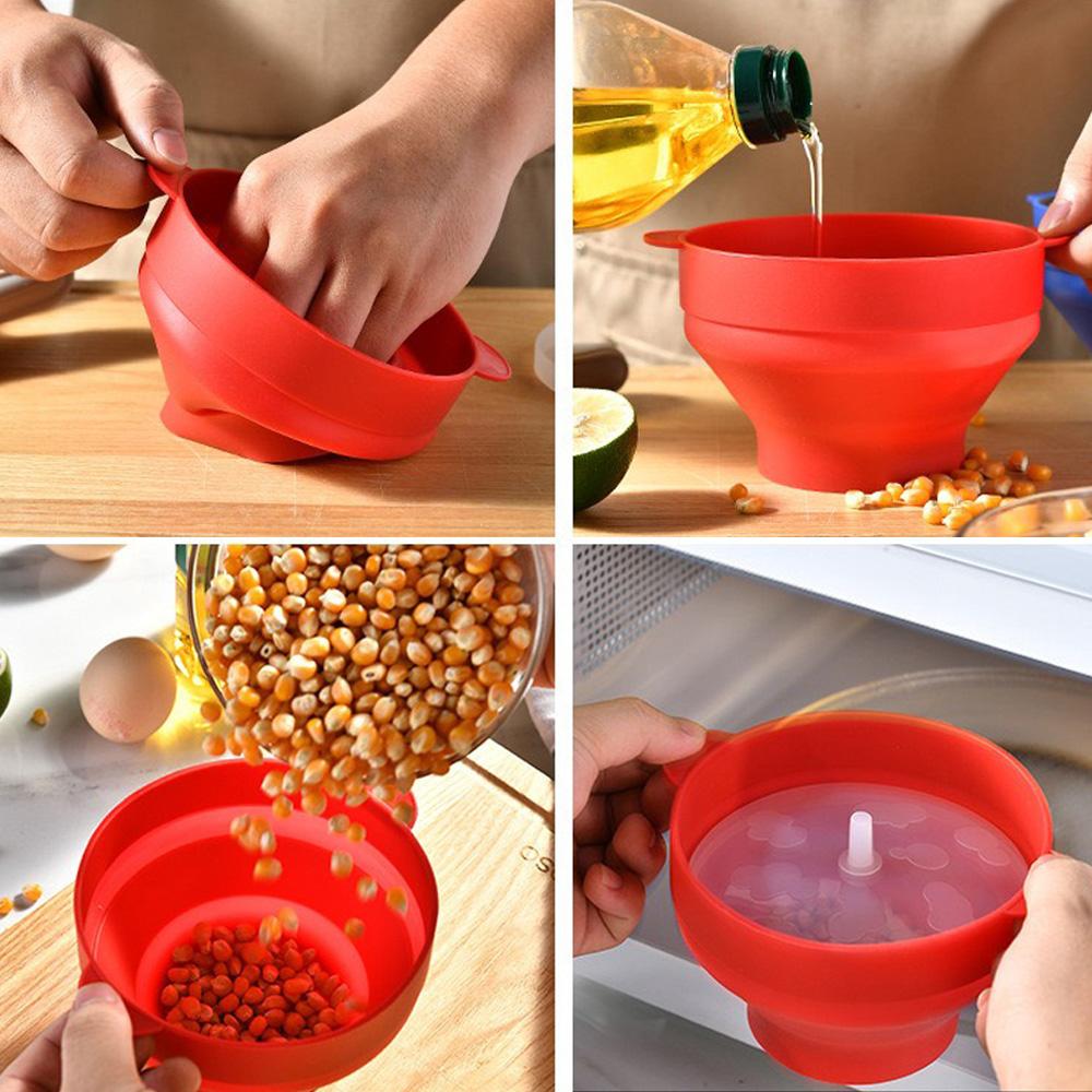 Новая силиконовая миска для приготовления попкорна Складное DIY ведерко для попкорна в микроволновке с ручкой и крышкой Фруктовые блюда Миски Кухонные DIY инструменты
