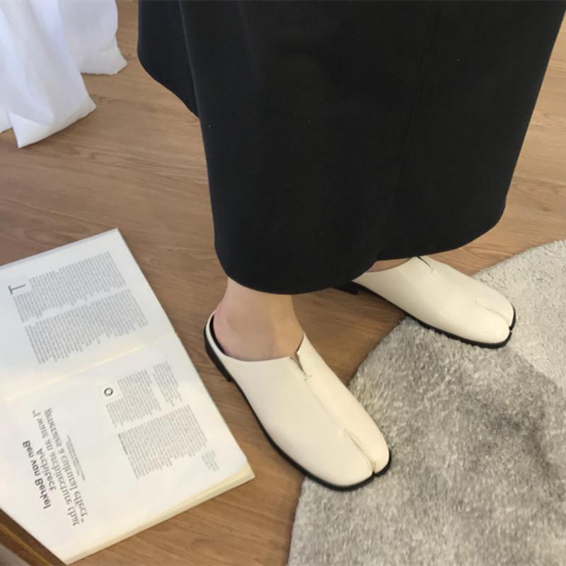 Мода Bailamos Женские тапочки с раздельным носком Таби Ниндзя Слипоны Балетки с круглым носком Неглубокие Ленивые Слипоны Лодочки Слингбэки Мюли Обувь Мягкие Лоферы