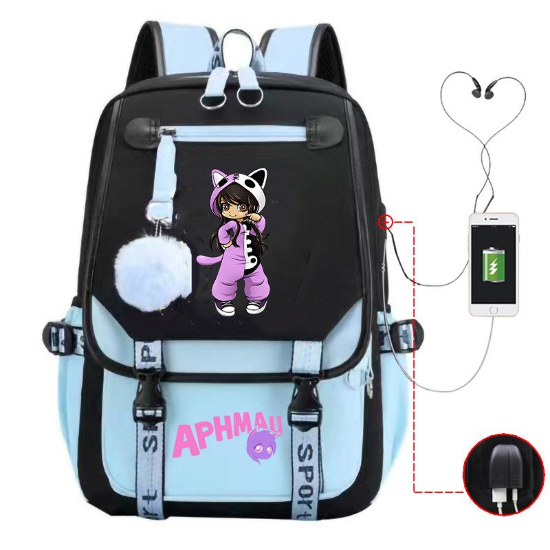 Harajuku Simple and Versatile Aphmau Junior High School Student School Bag Female Lightweight Large Capacity Middle School Student Backpack