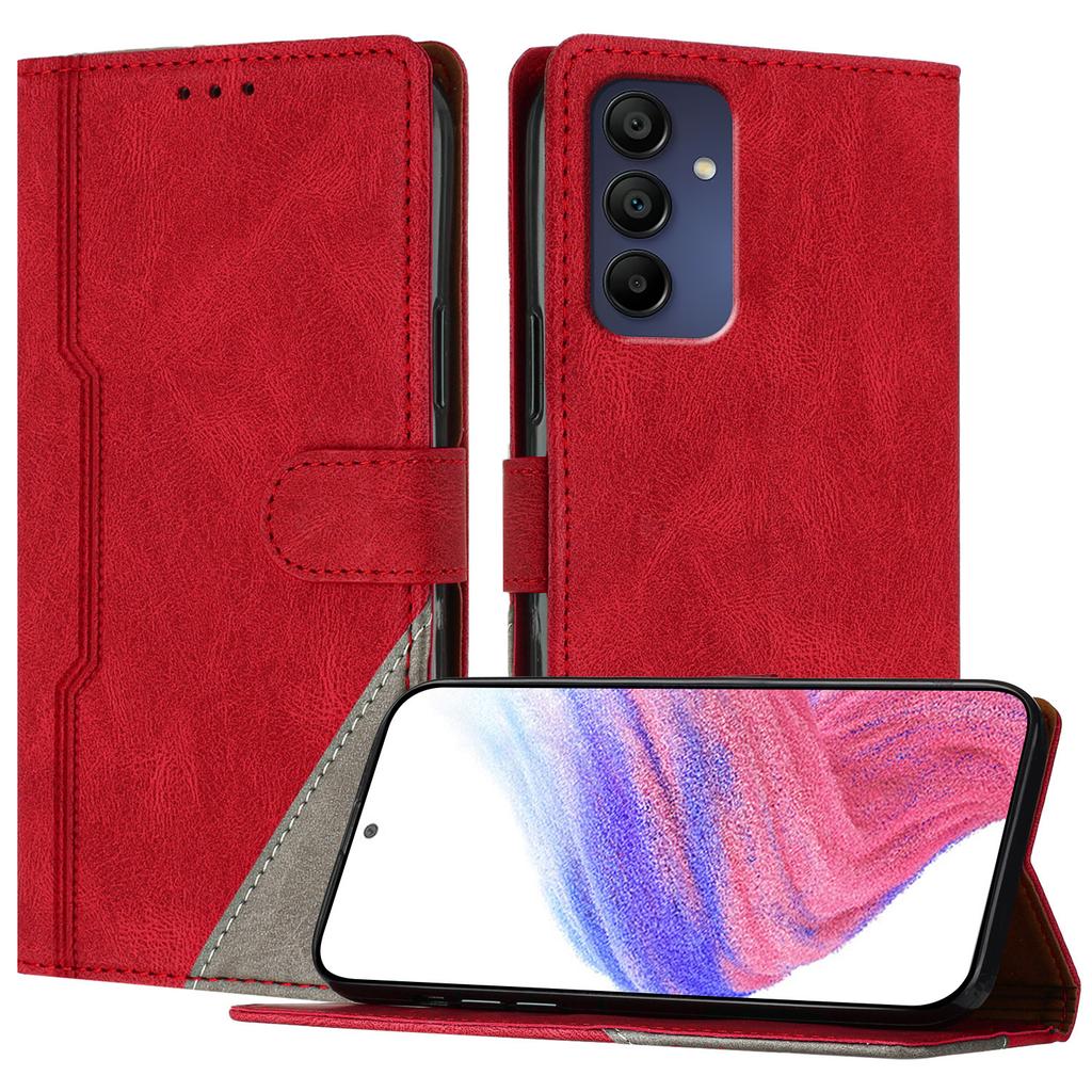 For Samsung Galaxy A16 4G Leather Case Triangle Patchwork Wallet Stand Shockproof Phone Cover