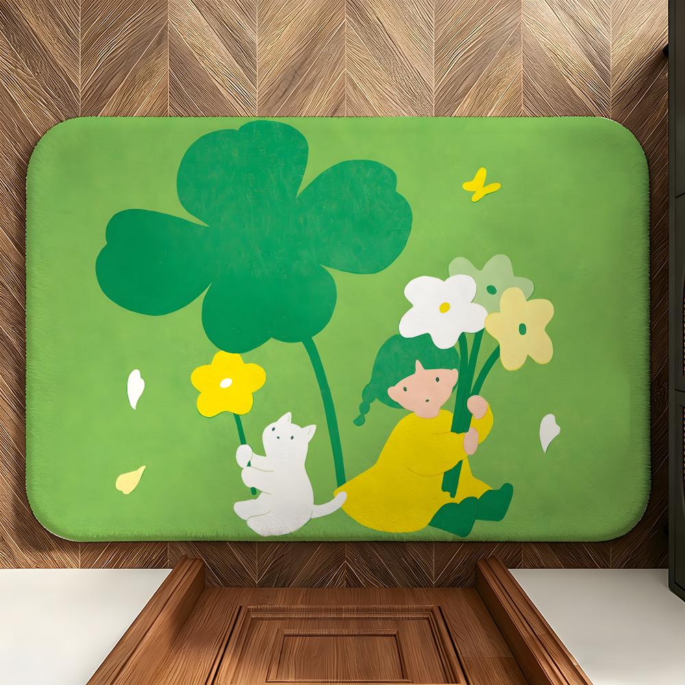 Character A-Aoyama K-Kazuyo Floor Mat Soft Flannel Entrance Door Mat Non Slip Absorbent Bathroom Bedroom Floor Rug