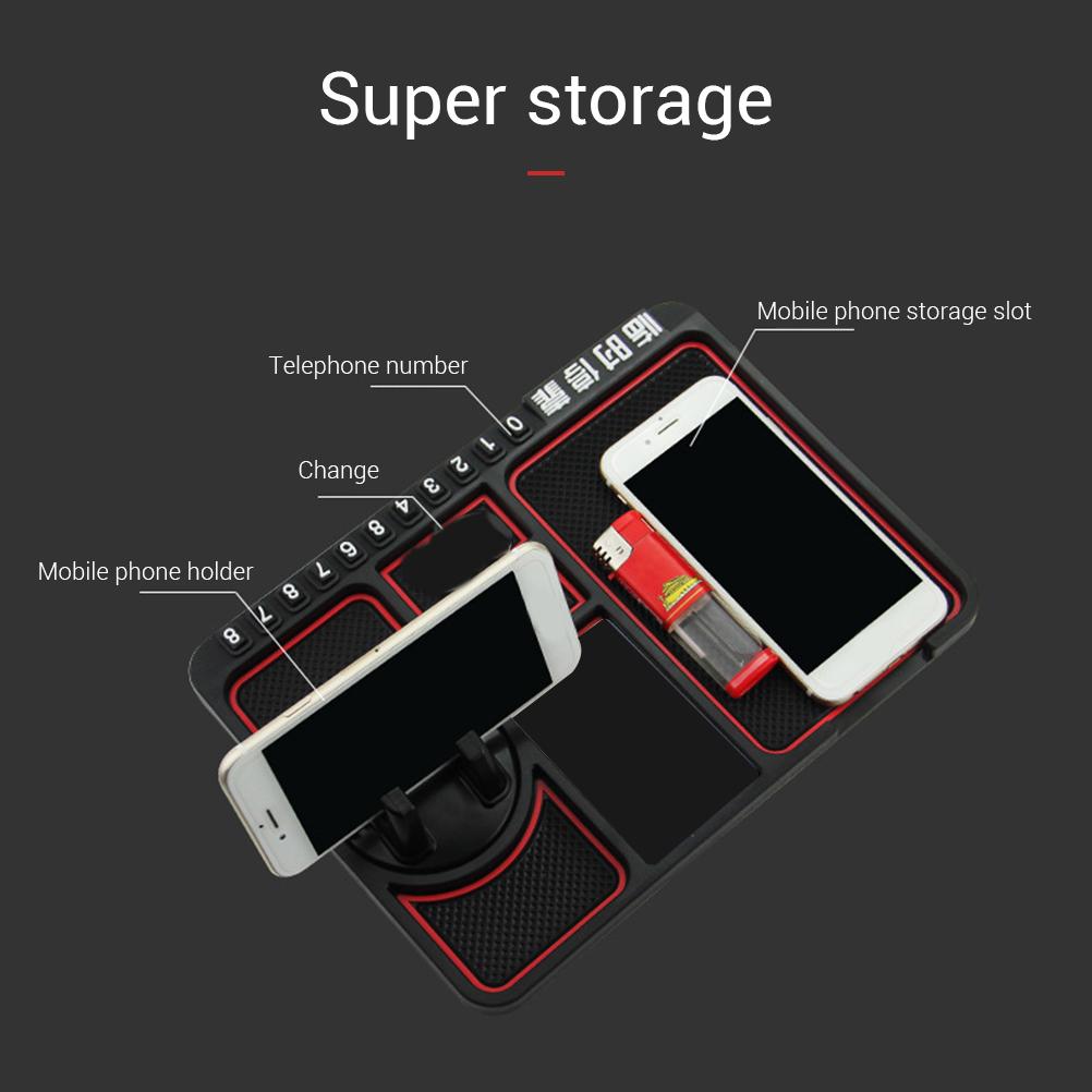Многофункциональный автомобильный противоскользящий коврик, держатель для телефона, временный парковочный номер, табличка для хранения, панель для хранения