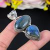 Labradorite Gemstone Handmade 925 Sterling Silver Jewelry Pendant 2.36" KG-283