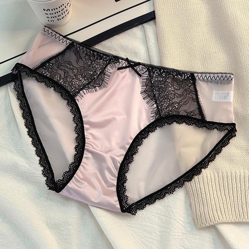 High Luxury Satin Lace Patchwork Pure Desire Sexy Panties Triangle Women’s Panties
