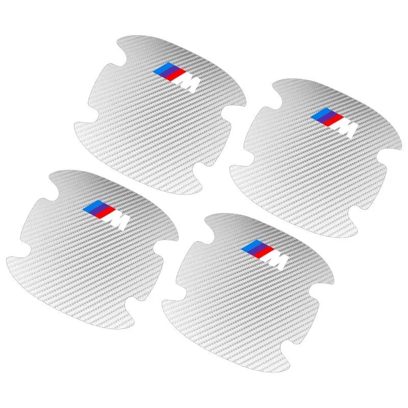 XWFVI1 4PCS Carbon Fiber Car Door Handle Protection Sticker Emblem Accessories for BMW 3 4 5 7 Series GT X1 X3 X4 X5 X6 F15 F16 F18 F10