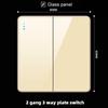 Hong Kong & Macau 13A British Socket with USB Fast Charging, Type-C, Gold Glass Panel, Three-Hole Square Pin