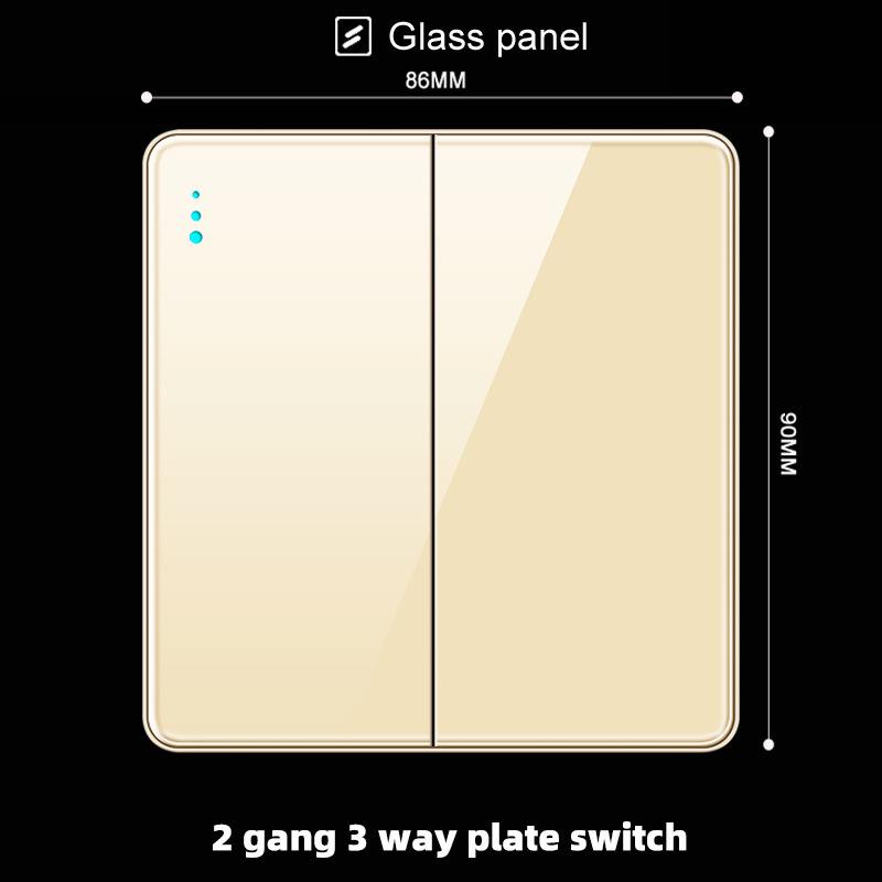 Hong Kong & Macau 13A British Socket with USB Fast Charging, Type-C, Gold Glass Panel, Three-Hole Square Pin
