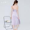 Women's Satin Lace Deep V Padded Midi Cami Sleep Dress Lounge Wear