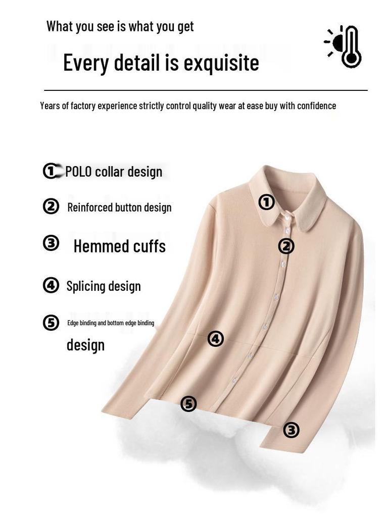 New Double-Sided Plush Women's Autumn/Winter Shirt with Cashmere Protein, 3A Antibacterial, Slim Fit—Wear Out or as Base Layer