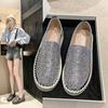 Spring and Autumn New Muffin Platform Single Shoes Large Size Round Head Colored Rhinestone Flat Bottom Lazy Shoes Women