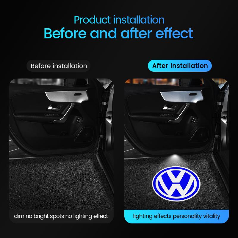 2pcs Volkswagen HD Car Door Welcome Light Led Projector Lamp For Volkswagen VW Polo Golf T5 Caddy T4 Touran GTI Passat Scirocco CWX1