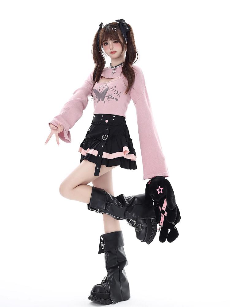 Японские мини-юбки в стиле кавайи, женские милые лоскутные юбки в стиле Лолиты, сексуальные юбки с высокой талией, готические кружевные эстетические юбки с оборками Y2k