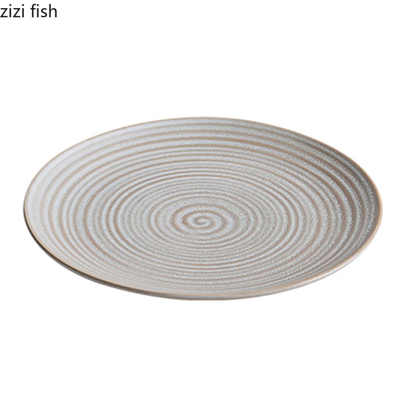 Kiln Changes Threaded Ceramic Flat Plate Steak Plate Pasta Plate Dessert Plates Restaurant Molecular Cuisine Creative Tableware