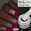 Светоотражающий гель-лак для ногтей Яркий мерцающий серебристый лазер Полуперманентный нейл-арт Soak Off УФ-гель-лак