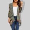 Женский кардиган с рукавом три четверти и карманом, с нерегулярным принтом