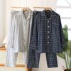 Cotton Pajama Set for Men Soft Button Down Sleepwear Lapel Comfy Long Sleeve Pajamas Men's Lounge Plaid Pjs Set with Pockets Two-piece Loungewear